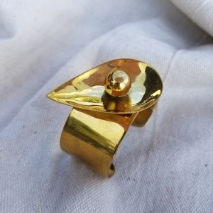 Flower brass gold pearl cuff  bracelet new high quality handmade